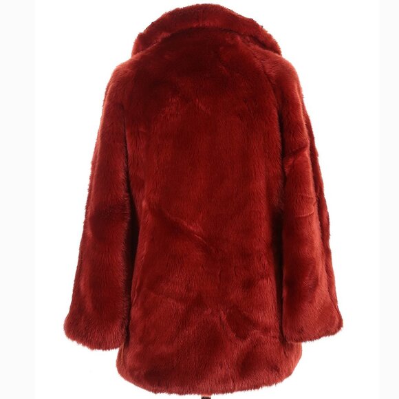 💖💥SHOWSTOPPER!💖💥 Luxurious Heavy Faux Fox Fur Coat in Red - Picture 13 of 16